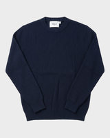 Verona Ribbed Mid-Weight Knit Crew - Navy view 4