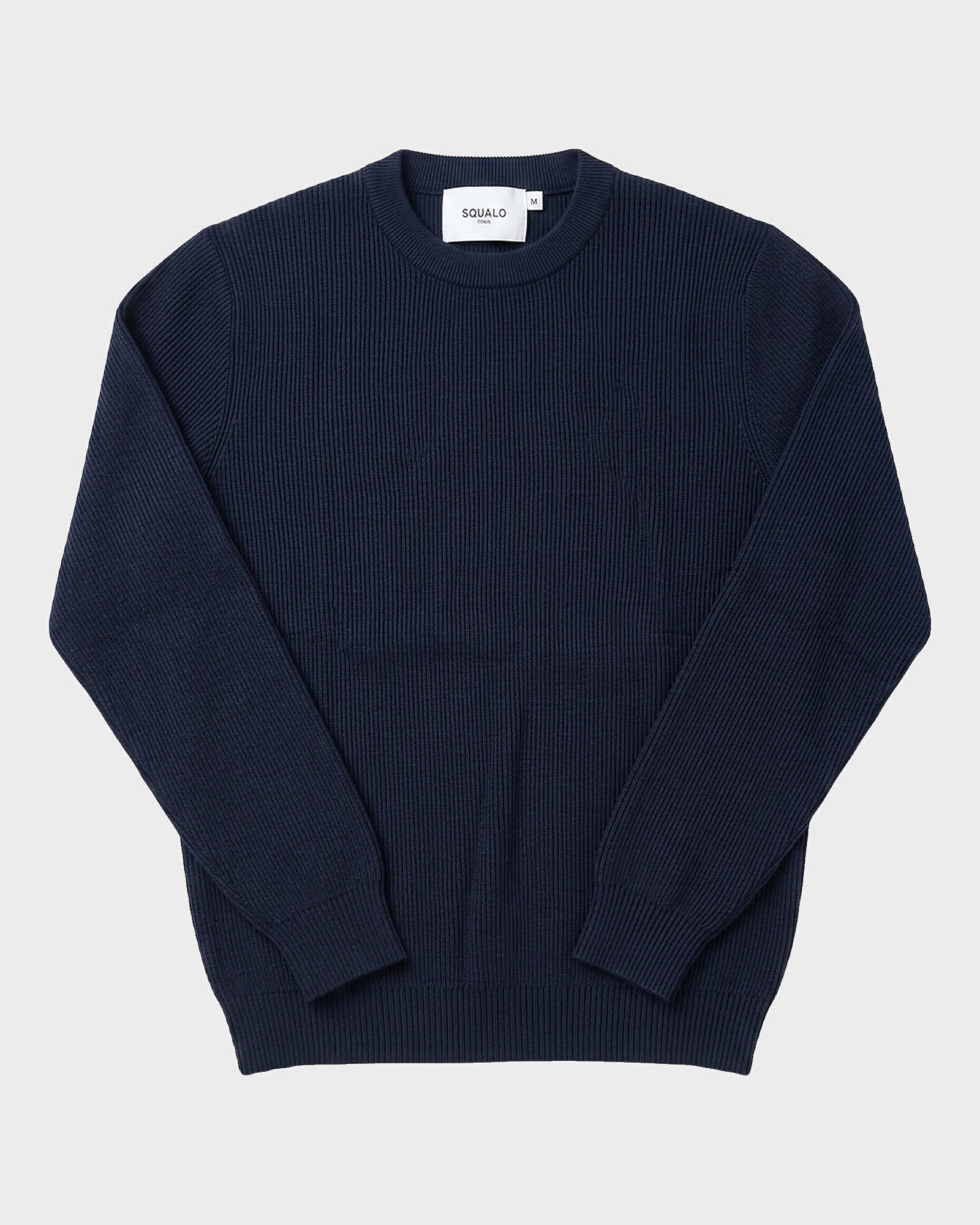 Verona Ribbed Mid-Weight Knit Crew - Navy