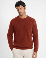 Verona Ribbed Mid-Weight Knit Crew - Rust view 1
