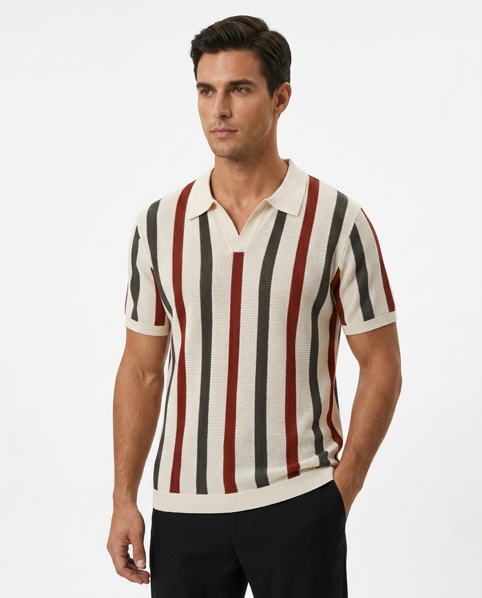 Vintage Stripe Knit Polo