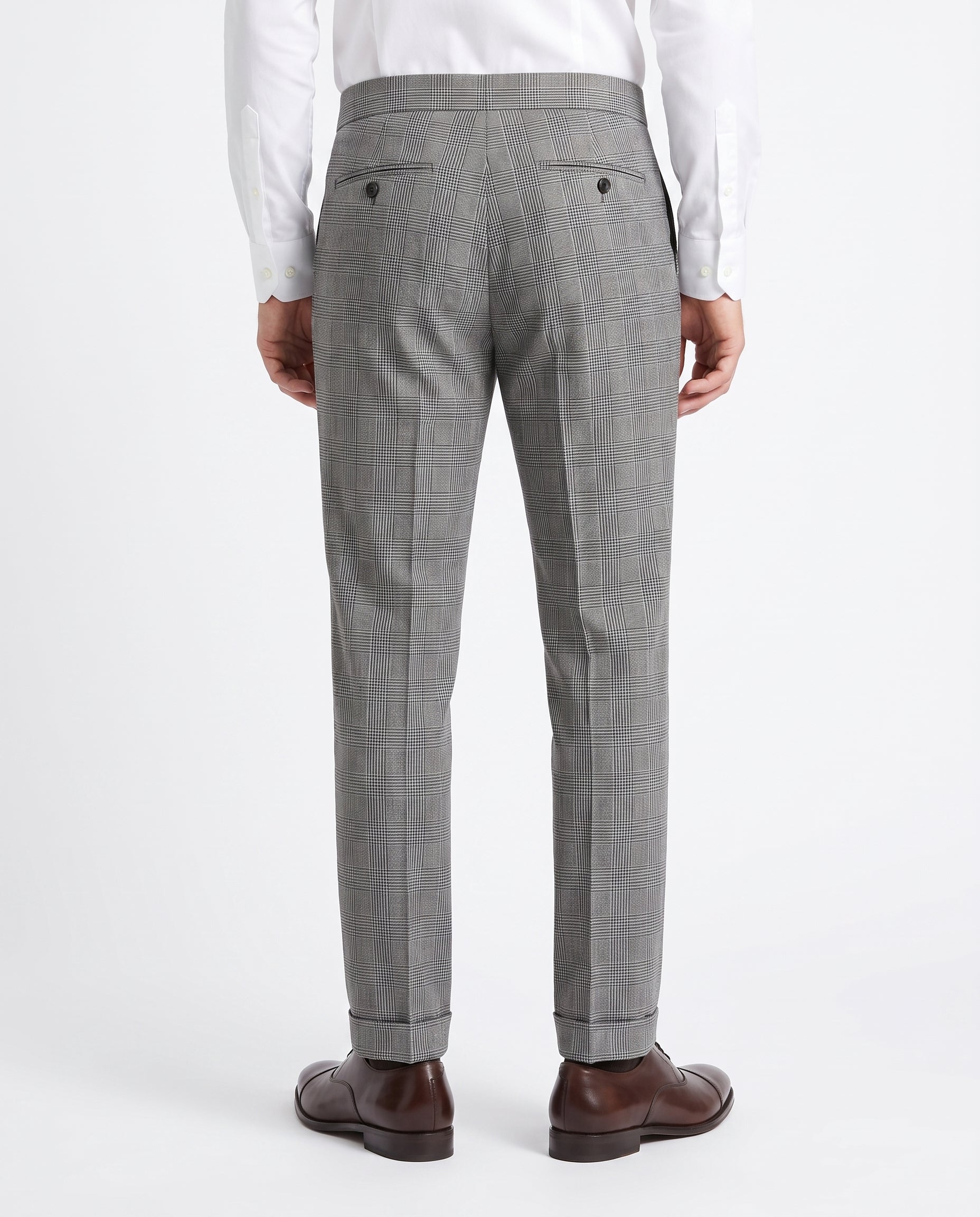 Capri Pleated Side-Tab Trouser - Grey Check