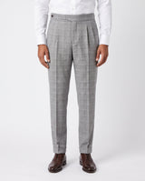 Capri Pleated Side-Tab Trouser - Grey Check view 1