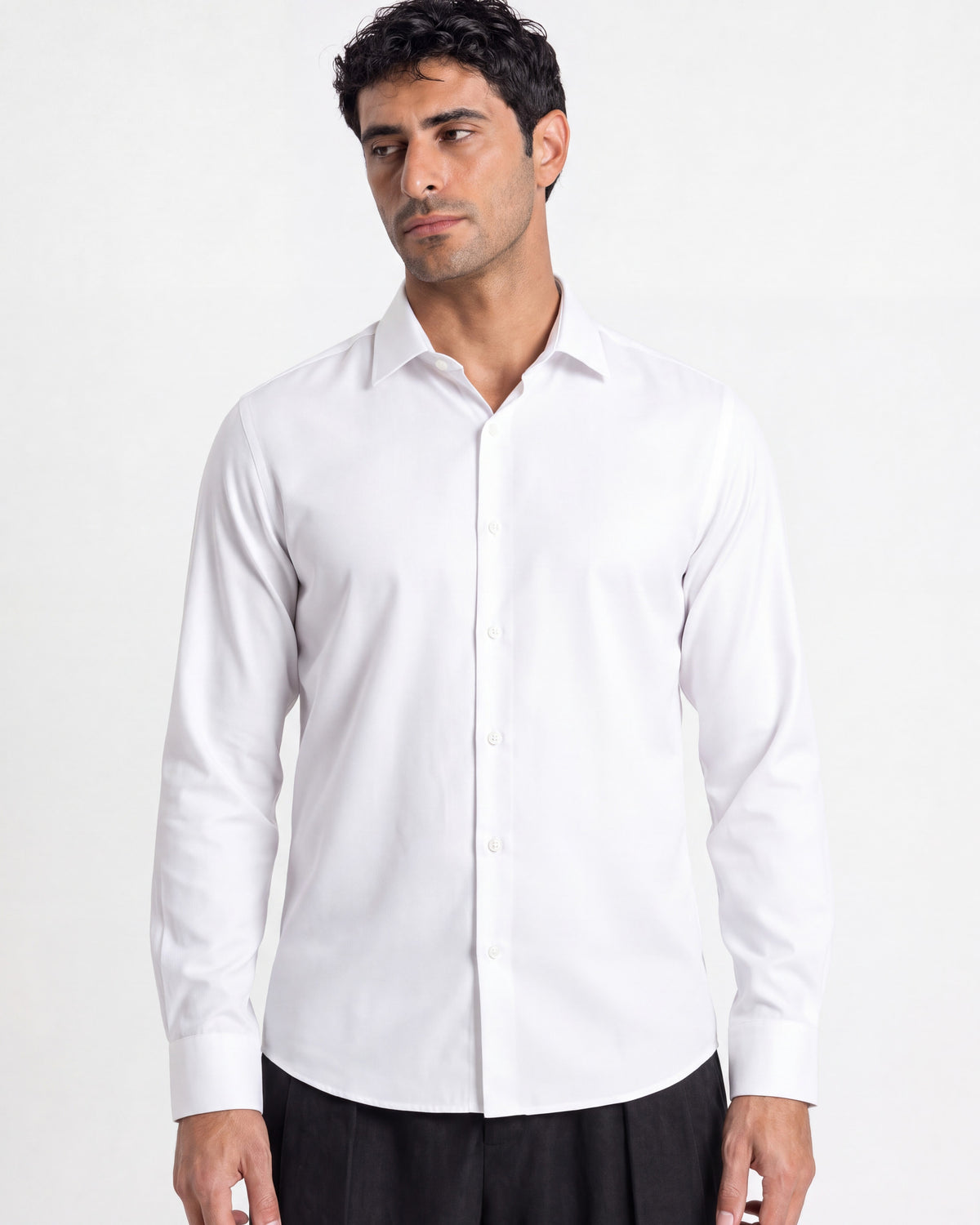 Fermo Non-Iron Stretch Long Sleeve Shirt - White