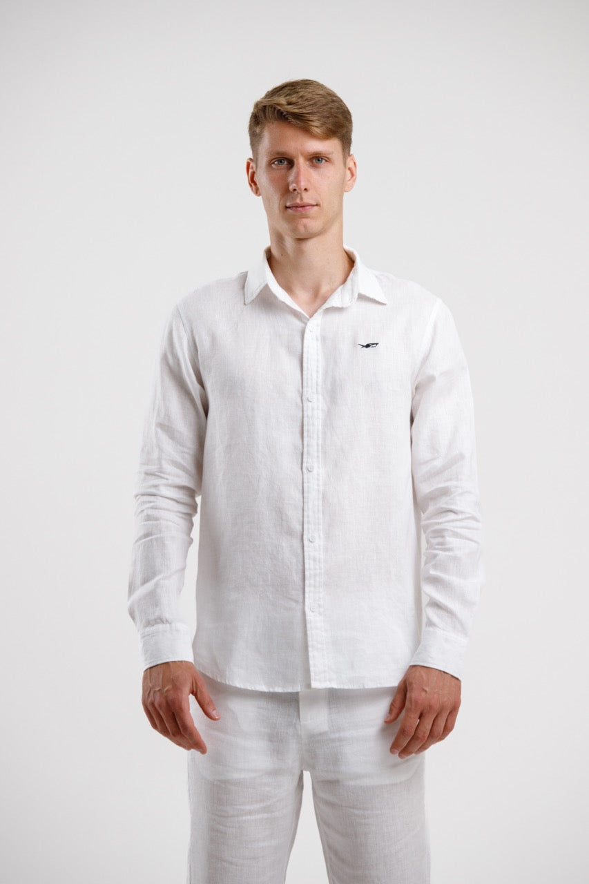 100% Linen Slim Fit Shirt – White
