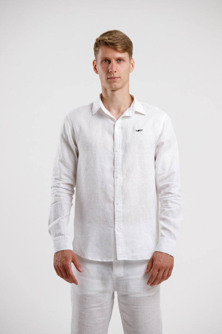 100% Linen Slim Fit Shirt – White
