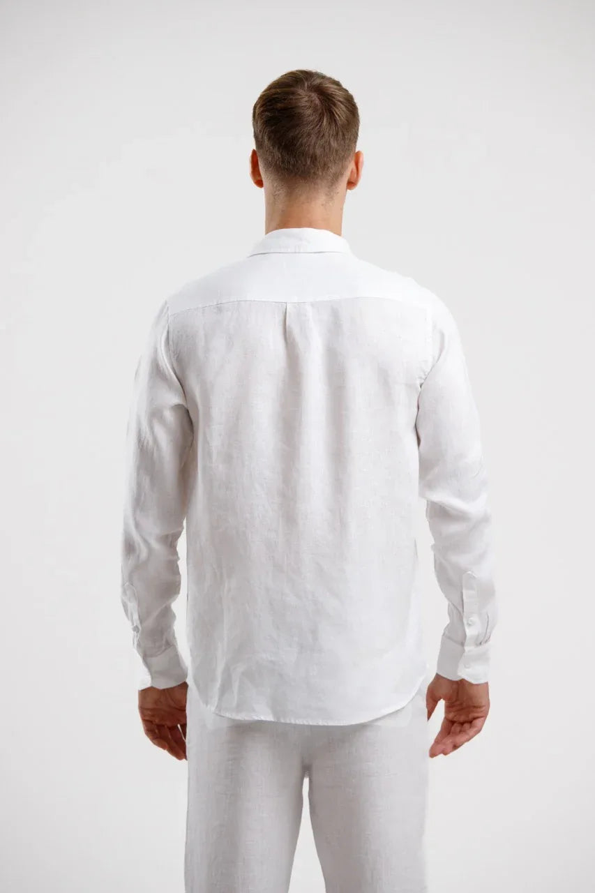 Linen Long Sleeve Shirt - White