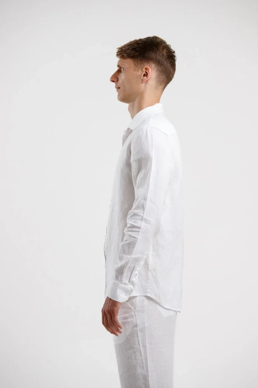 Linen Long Sleeve Shirt - White