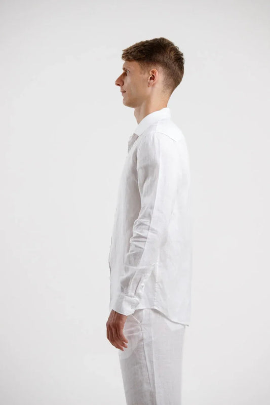 Pure Linen Long Sleeve Shirt - White