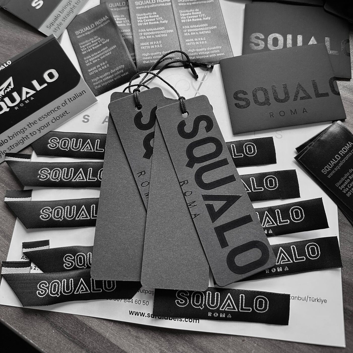 Squalo Roma packaging and labels